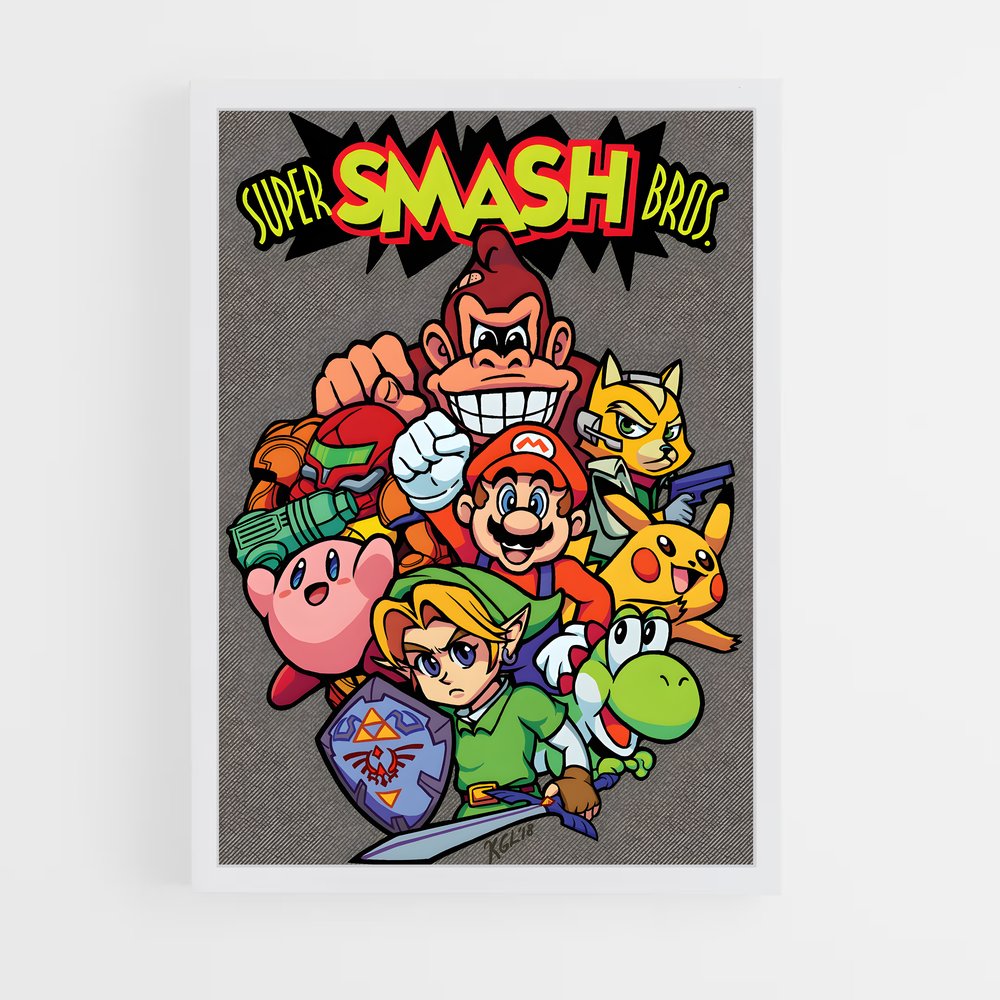 Poster Smash à la Folie – affiche Super Smash Bros (vue 3)